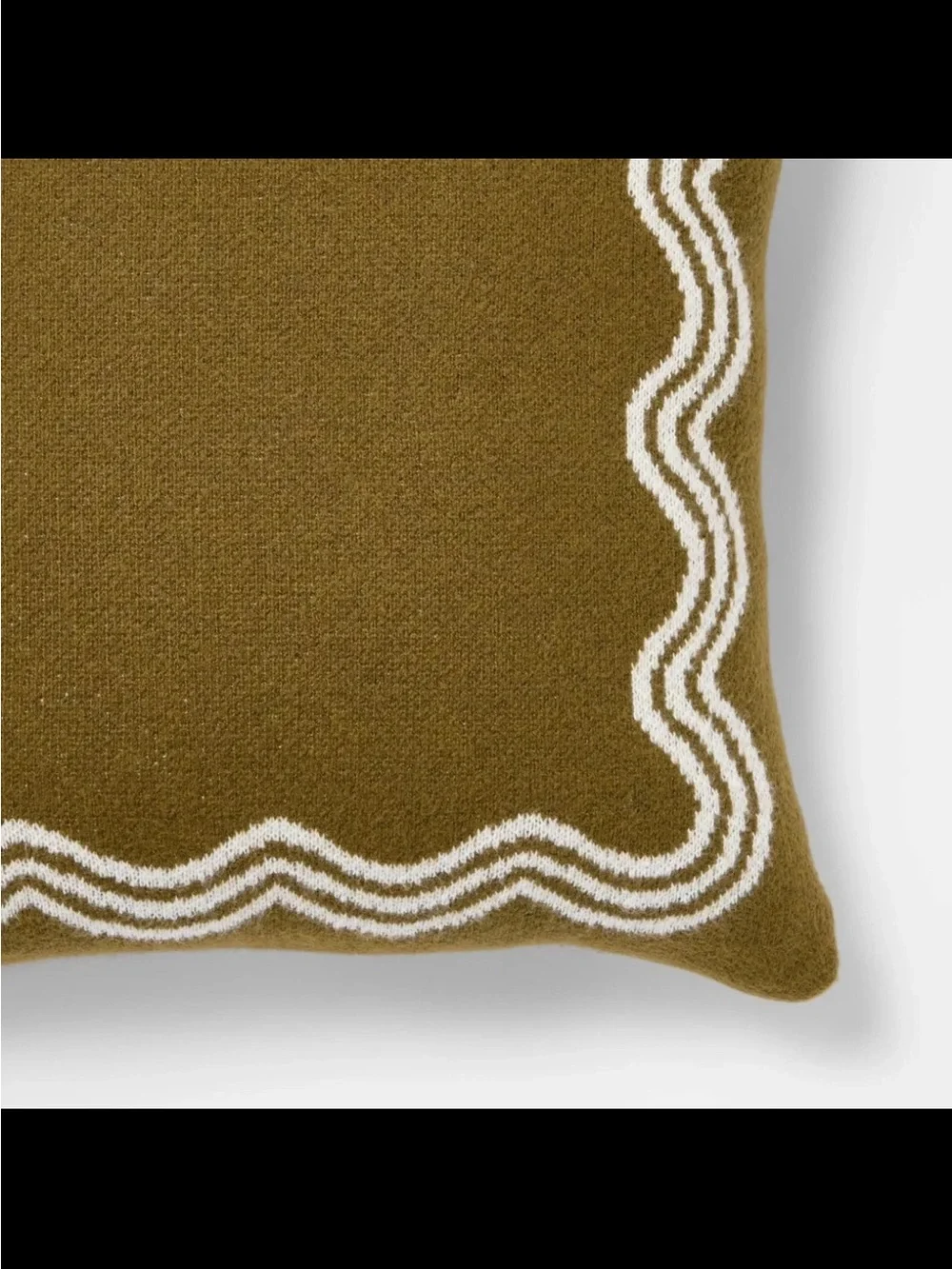 Jacquard Knit Pillow with Scallop Pattern Dark Olive Green - Threshold